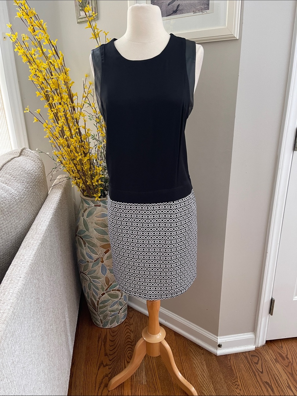 People by Fabrika Black & White Sheath Dress Size M (EU 40)